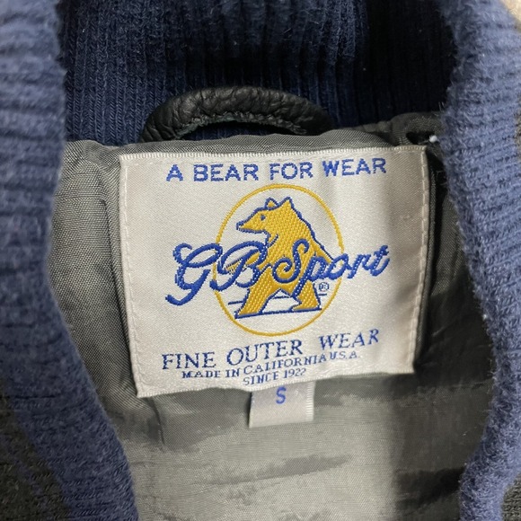 vintage GB Bear bomber Jacket mens Small blue 1990s - Picture 5 of 9
